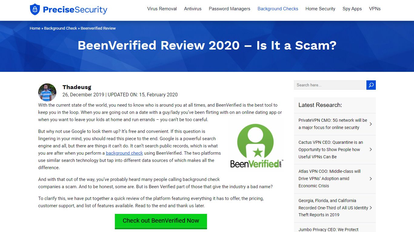 BeenVerified Review 2020 – Is It a Scam? - PreciseSecurity.com